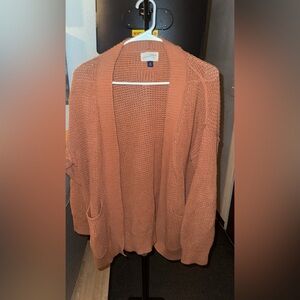 Women's Open Front Knit Cardigan Sweater - Rust Orange